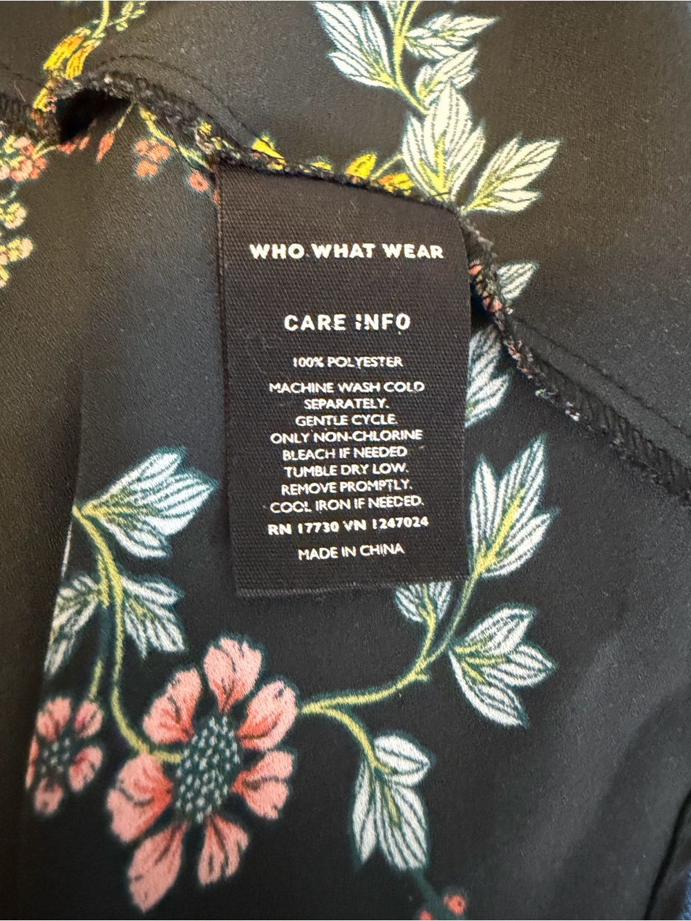 Who What Wear Black Floral Ruffle Wrap Blouse XS | Bell Sleeve Romantic Boho Top - Picture 13 of 13